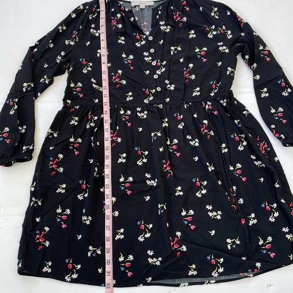 LOFT Black Casual Floral Side Tie Sundress Long Sleeves Medium Petite - Picture 16 of 16